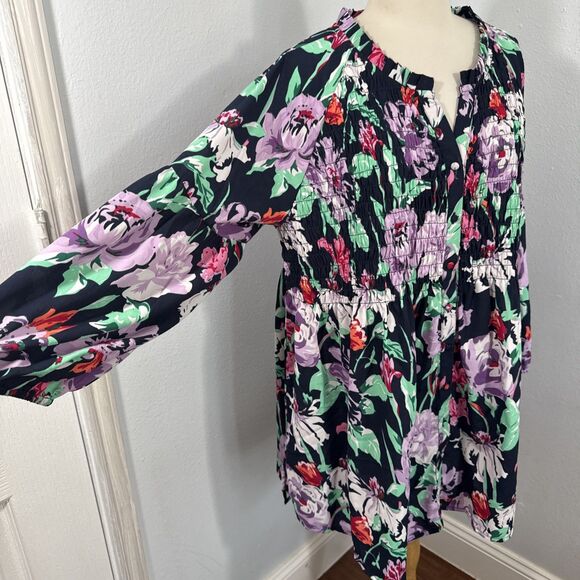 Caffe Marrahesh Blouse Womens XL Floral Smoked Tropical Vacation‎ Beachy - Picture 4 of 10